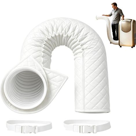 Funda aislante para manguera de aire acondicionado portátil – 150 cm de largo, protege del calor y el polvo, apta para mangueras de 12,7–15 cm, para salón, garaje, sótano (Blanco) (1/5)
