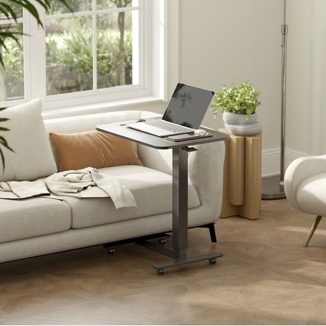 Bureau réglable en hauteur 65x48x73-110 cm noir en bois avec roulettes (1/5)