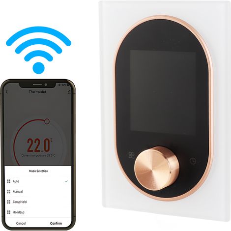 Eosnow Intelligentes Thermostat für die Warmwasserbereitung im Haus, AC, mit digitalem VA-Touchscreen und verstellbarem Knopf. 5+1+1 wöchentliche Programmierung, manueller automatischer Urlaubsmodus