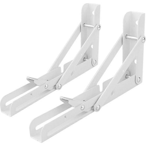supports d'étagère pliables blancs de 300 mm, supports pliables robustes pour étagère murale et console pliable noire. (1/5)