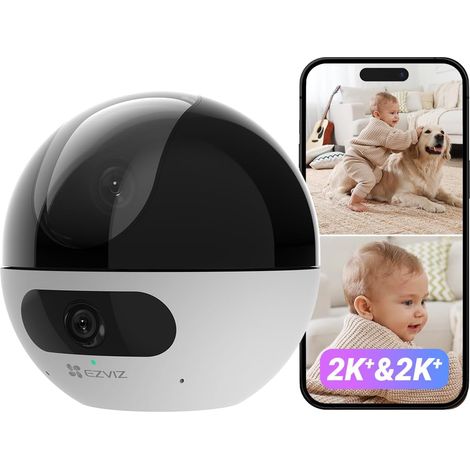 C7 Caméra de Surveillance WiFi Intérieure 4MP à Double Objectif, Caméra de Sécurité 360°, Détection de Personne/Animal, Audio Bidirectionnel, Vision Nocturne, Mode Patrouille/Confidentialité (1/5)