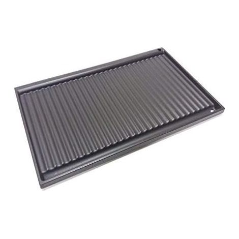 Fonderia Bongiovanni – Grille en fonte émaillée double face 59,5x38 cm – Surface lisse et rayée – Trou de drainage pour cuisson des graisses – 13kg