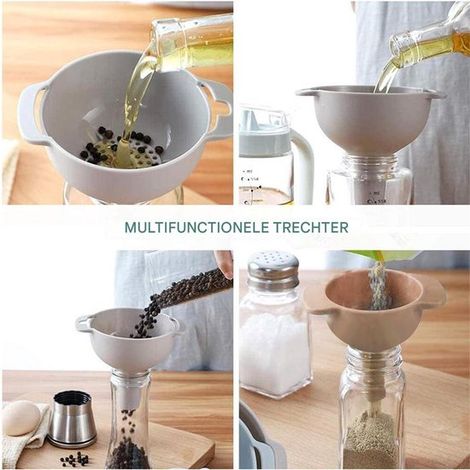 Trichter-Set 4-in-1 multifunktional mit Sieb und Griff für die Küche BPA-freier Kunststoff für den Haushalt spülmaschinenfest weiß 60 80 100 mm 3 (1/4)