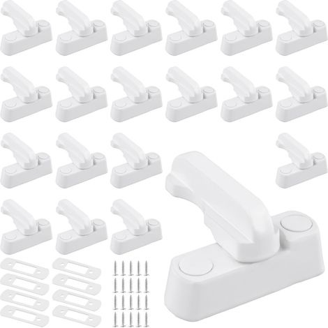 Lot de 20 verrous de fenêtre avec vis - Verrou de fenêtre - Verrous de sécurité pour fenêtre en UPVC, PVC - Blanc (1/5)
