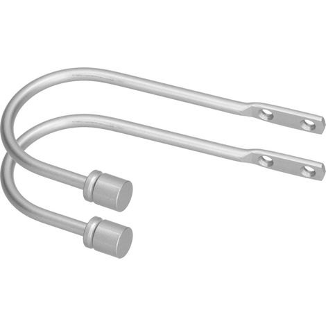 Crochets muraux aluminium forme U pour fixation rideaux, teinte argent, pack de 2 unités. (1/5)