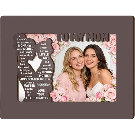 Cadre Photo Familial Décoration Bureau en Bois pour Fête des Mères Cadre Photo Souvenir pour pour Salon Chambre à Coucher Bureau Table Anniversaire (1/5)