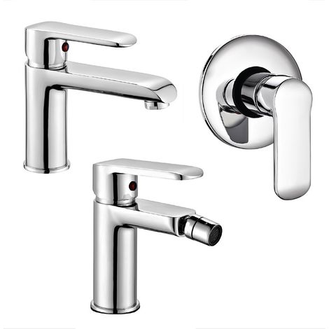 Set miscelatori lavabo bidet e doccia incasso cromati serie Dalila piletta inclusa (1/5)
