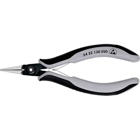 KNIPEX 34 32 130 ESD Pinza di precisione speciale per elettronica ESD con manici multicomponente brunita 130 mm (1/4)