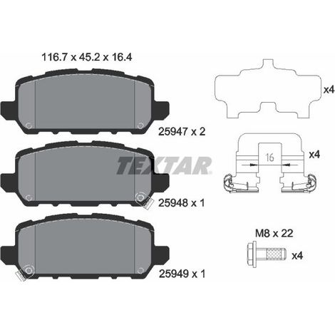 Kit de plaquettes de frein, frein à disque TEXTAR 2594701 HONDA 4302231AG00