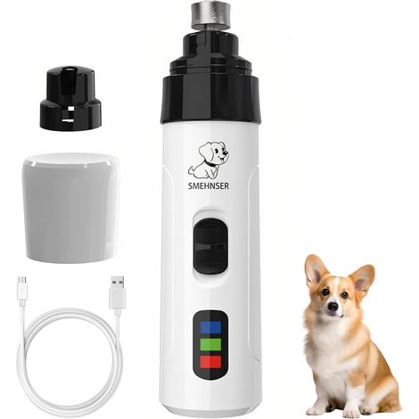 Tagliaunghie per cani – Tagliaunghie elettrico ricaricabile USB-C Silent Groom Pro con 2 testine di levigatura, lima per unghie per cani e gatti di piccola, media e grande taglia