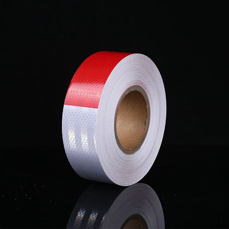 RHG Ruban de signalisation,Ruban Adhésif Réfléchissant Avertissement 30m x 5cm Rouge et Blanc de Signalisation pour Véhicules Remorques Bateaux Camions (1/5)