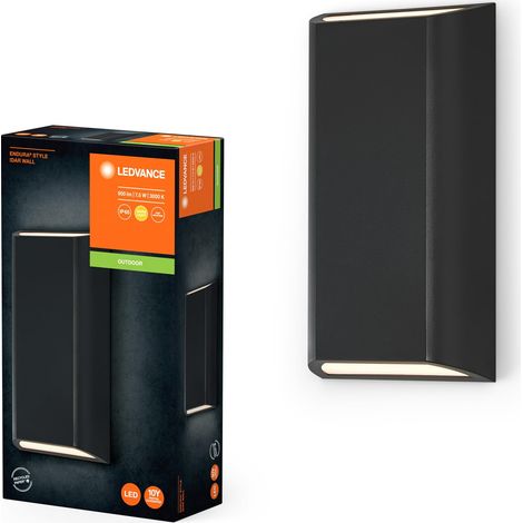 Lampe d’extérieur, 7,5W, 340lm, applique murale, gris foncé, classe de protection IP65, température de couleur 3000K, ton blanc chaud (1/2)