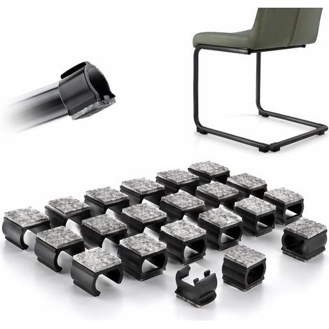 Deslizadores para sillas con fieltro, deslizadores de abrazadera de 25 mm, deslizadores para sillas en forma de U para tubos redondos, 32 piezas (1/5)