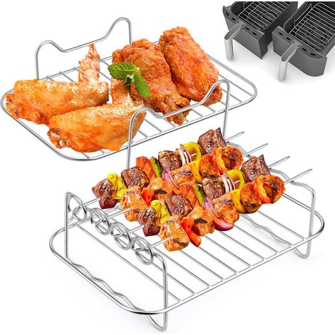 Accessoires Friteuse en Acier Inoxydable 304, Support Double Couche et Brochette, Compatible avec Ninja Foodi AF300EU (1/5)