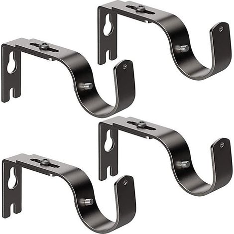 Supports de rideaux réglables - Style vintage - Lot de 4 - Noir - Fer de haute qualité (voir photo) (1/5)