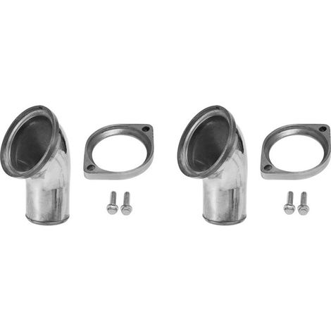 Dos carcasas de termostato rotativas pulidas de 45° para cuello de agua, para motores Chevrolet V8 350 y 454, color plata.