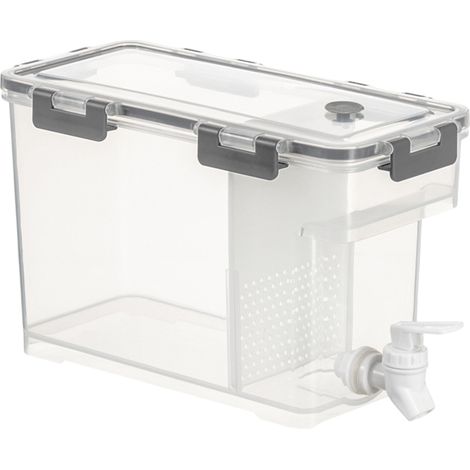 Bouilloire froide avec robinet, pichet à eau et jus de 3,5 L pour réfrigérateur, distributeur de boissons en plastique pour la maison, la cuisine, le camping et les fêtes, contenant à boisson filtrant (1/5)