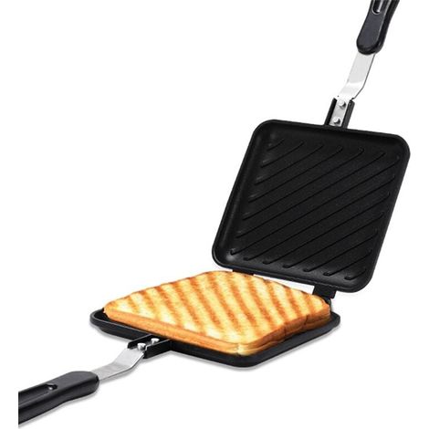 Grillé Sandwich Maker Pain Toast DéJeuner Machine HotDog Pan Anti-AdhéSif en Aluminium Flip Cuisine Outil (1/4)