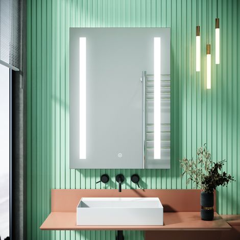 ELEGANT 500 x 700mm Illuminated LED Backlit Bathroom Mirror with Shaver Socket Wall Mount Light Up Mirror with LED Lights Sensor Touch Control with Demister Pad (1/5)