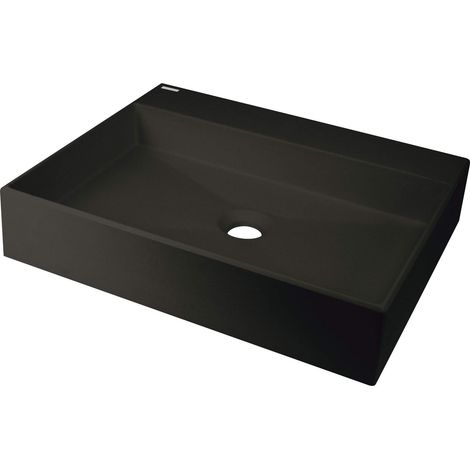 Lavabo de encimera de granito con espacio para grifo - 500 x 400 mm, negro CQR NU5S (1/2)