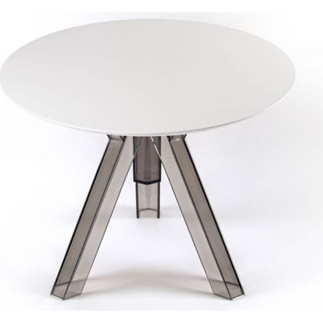 Tavolo rotondo trasparente policarbonato design Fumè OMETTO - Diametro 90/120- Piano Bianco Dimensione Piano Diamentro 90 (1/5)