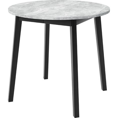 Mesa Edmond 112, Mármol gris + Negro, 77x0x0cm, Alargamiento, Aglomerado laminado, Madera