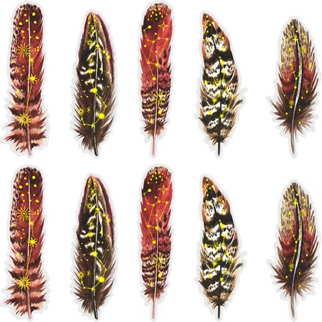 10 autocollants plume PET effet scintillant exquis pour scrapbooking, carnet journal rouge (1/5)