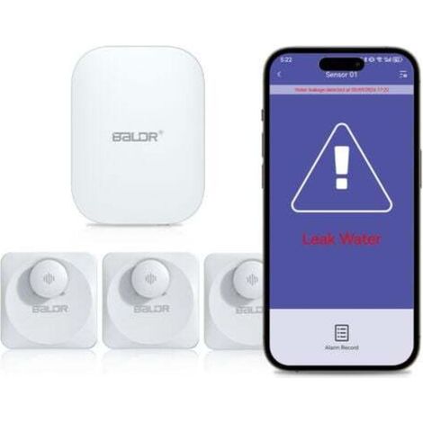 BALDR-Alarme de fuite d'eau, alarme intelligente de téléphone portable, décibel 100db, appel dans toute la maison, inspection intelligente (1/4)