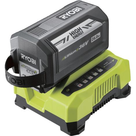 kit caricabatterie singolo rapido e batteria di ricambio ryobi "ry36bc60a-160" 36v 6ah (1/6)