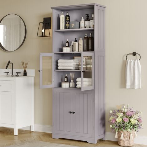 mobile contenitore 57 cm bagno MDF grigio antiumidita OKMYHOME (1/5)