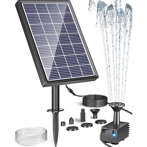 Pompe Solaire Bassin Exterieur, 3,5 W Fontaine Solaire Exterieure de Jardin avec 3m Câble, 1,2 m Tube, Pompe à Eau Solaire de Bassin D'extérieur Pour Petits étangs Piscine et Vue Sur L'eau (1/5)