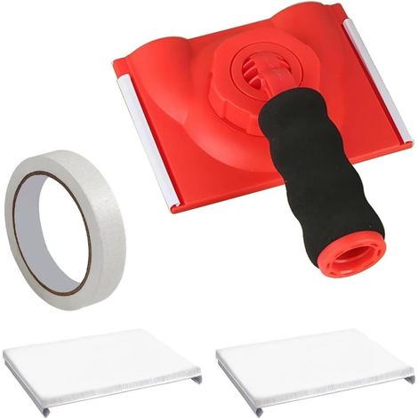 Coupe Bordure de Peinture, Outils de Peinture de Bord avec Tampons de Remplacement et Ruban de Masquage, Kit de Bordure à Peindre Multifonctionnel pour Murs et Plafonds (1/5)