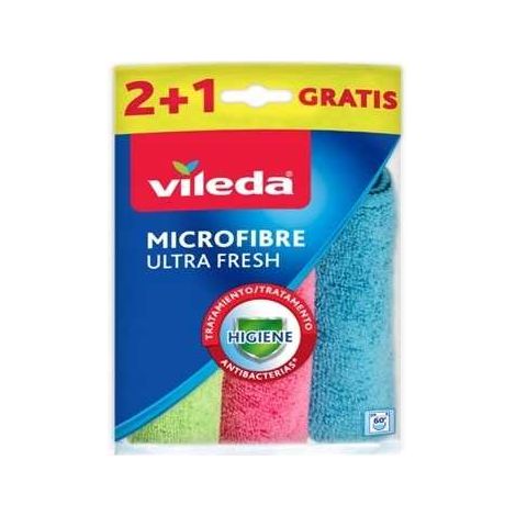 Panni in microfibra Vileda Ultra Fresh, confezione da 3 pezzi.