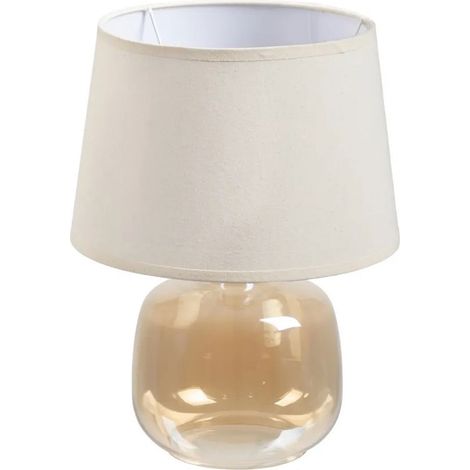 Lampe de table en verre beige doré 37 cm
