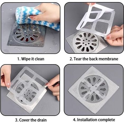 Autocollants jetables pour évacuation de douche – Lot de 50 filtres anti-cheveux en plastique souple, adhésif résistant, usage unique (1/3)
