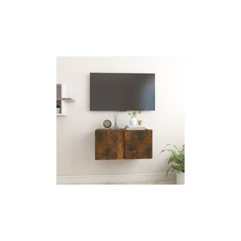 Armoire TV suspendue Chêne fumé 60x30x30 Bois d'ingénierie (1/5)