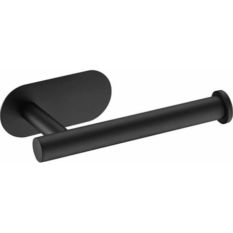 Toilet paper holder, Premium toilet paper holder without drilling, Wall-mounted stainless steel toilet roll holder for kitchen and bathroom,Color: Black (1/4)