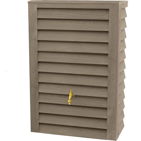 Garantia – Récupérateur d'eau de pluie 300L – Polyéthylène bois clair – Hauteur 118 cm – Robinet et collecteur vendus séparément