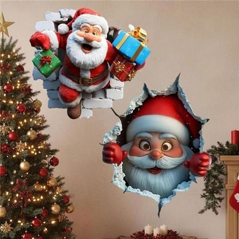 Autocollants muraux de Noël - KAGOLOW - 2 feuilles - Vinyle durable - PVC amovible - Sans odeur - Pour murs et fenêtres (1/5)
