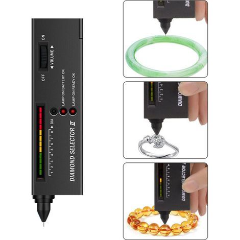 Diamantprüfstift, hochpräziser Diamantprüfer mit LED-Anzeige und akustischem Signal, professioneller Diamantprüfer, geeignet für Diamanten, Rubine, Kristalle, Achate und Jade. (1/5)