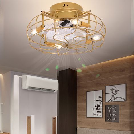 Ventilador de techo tipo jaula de 50 cm con lámpara, control por mando/app, 6 velocidades, temporizador y 3 temperaturas de color. (1/5)