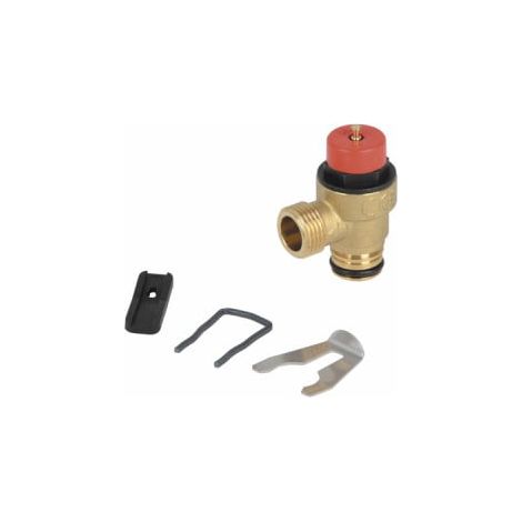 Soupape de sécurité 3 bars – Compatible chaudières Saunier Duval – Laiton – Évacuation surplus pression – Clip de fixation inclus - 0020047005 (1/3)