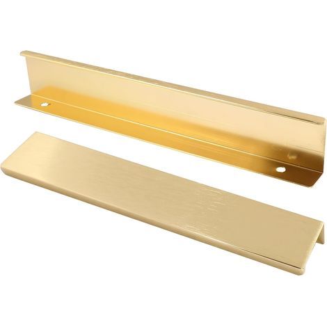 Maniglia per mobile da cucina, maniglia incassata color oro, maniglia a scomparsa per anta in lega di alluminio, 2 pezzi, interasse fori 160 mm (1/5)