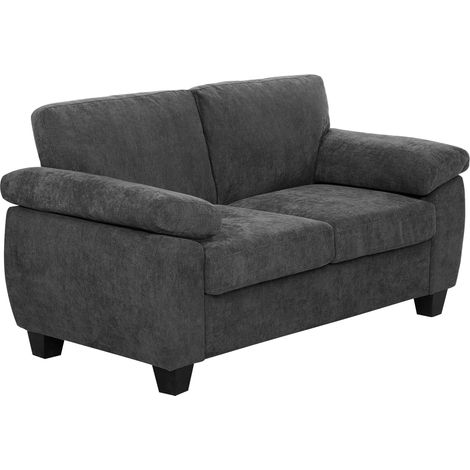 Canapé 2 places 156 cm gris foncé, revêtement chenille, coussins à ressorts épais, accoudoirs rembourrés larges, charge max 300 kg (1/5)
