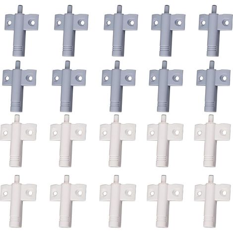 20 Pcs Cuisine Amortisseur de Porte Tampon Amortisseur Tiroir Matériau ABS Recyclable à Haute Résistance Réduisez le Bruit pour le Bureau/Armoires/Tiroirs et Portes (Blanc + Gris) (1/5)