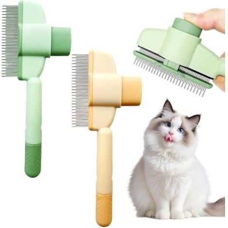 Lot de 2 peignes à dents en acier inoxydable pour chats et chiens, peignes à dents en métal pour animaux de compagnie, peignes autonettoyants durables pour le toilettage (1/5)