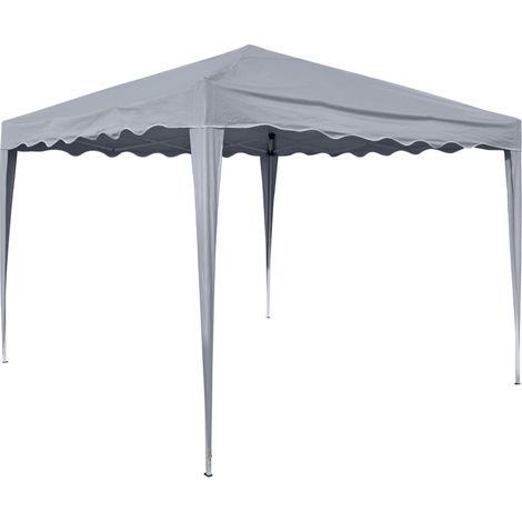 Faltpavillon grau, 3 x 3 m mit beschichtetem Dach