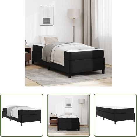 vidaXL Lit en bois - Cadre de lit avec matelas Noir 80 x 200 cm tissu (1/5)