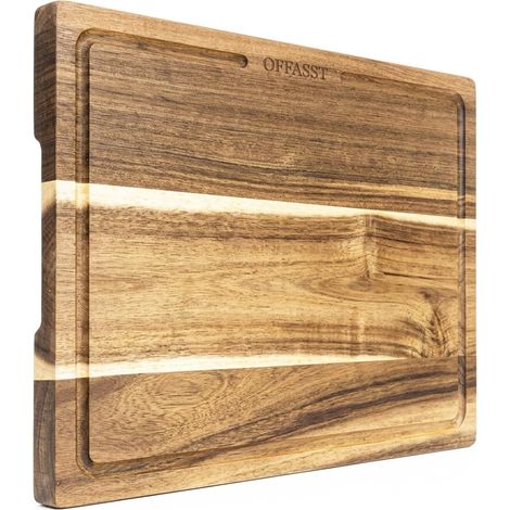 Planche à Découper en Bois Massif 40x30cm – Grande Planche de Cuisine pour Viande & Légumes,Cutting Board (1/5)