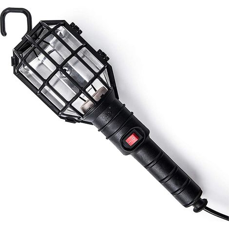 Lámpara portátil con pantalla 60 w 250 v e27, mango de goma negro, cable 5 m, interruptor y gancho, en bolsa (1/5)